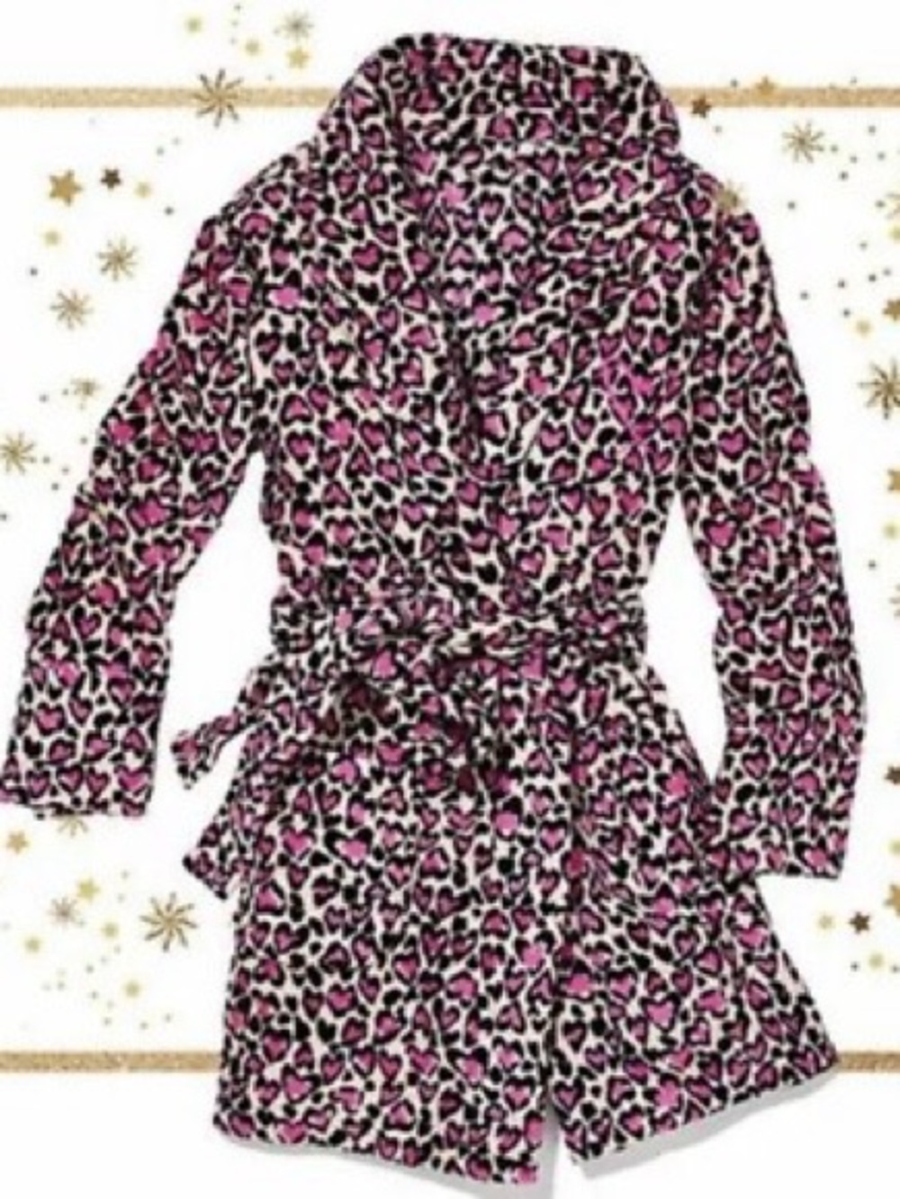 VS Pink Leopard Print Plush Robe